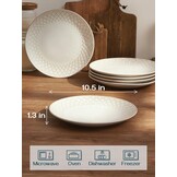Dinerborden Set van 6 - Vintage Wit Keramiek (26.7cm) - 41% Korting!