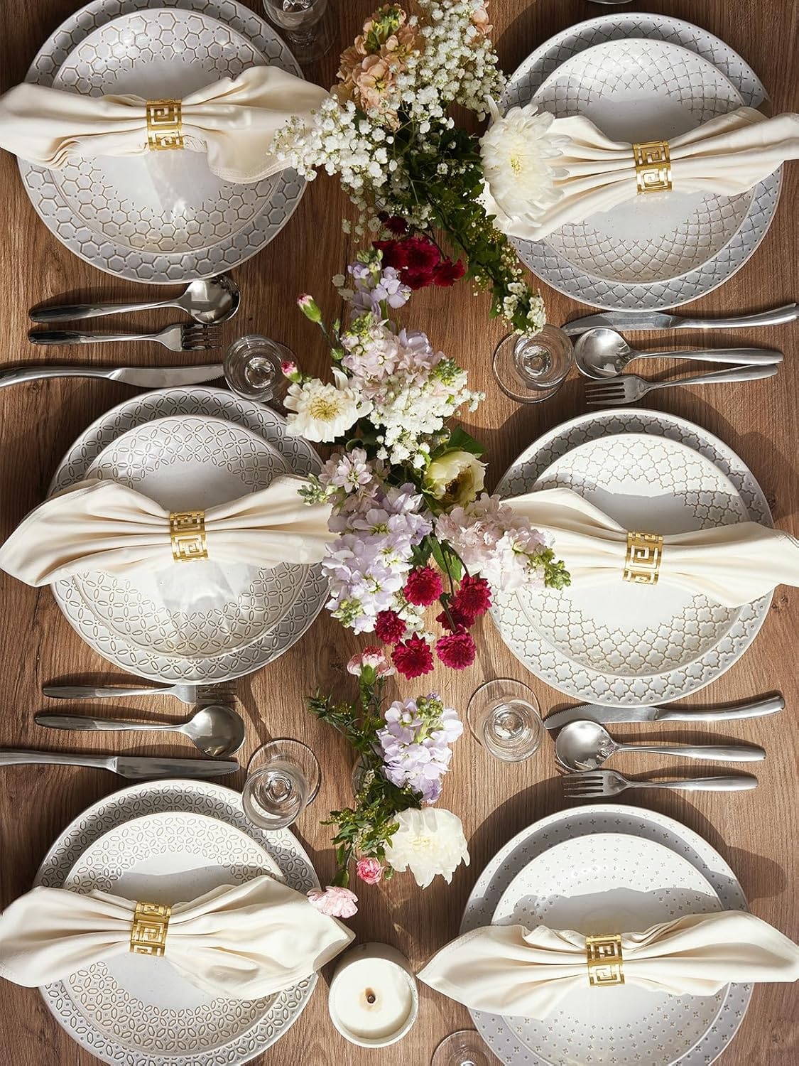 Dinerborden Set van 6 - Vintage Wit Keramiek (26.7cm) - 41% Korting!