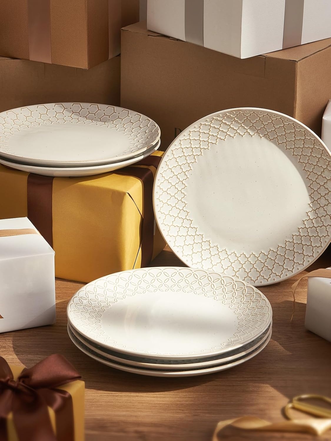 Dinerborden Set van 6 - Vintage Wit Keramiek (26.7cm) - 41% Korting!