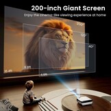 Mini 4K Projector, HAPPRUN Geüpgradede Draagbare Projector met Native 1080P, Bluetooth 5.1 voor Buiten, Compatibel met TV-Stick, Smartphone, Laptop, HDMI, USB