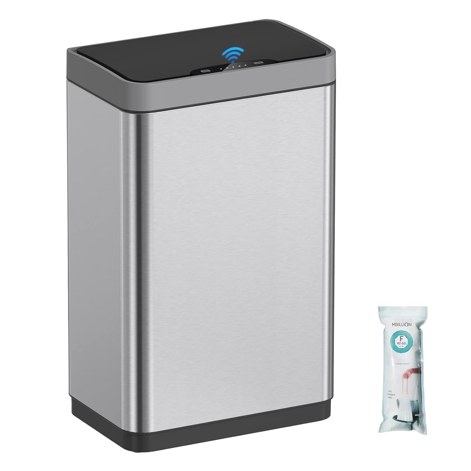 Mbillion Slimme Prullenbak - RVS, 50L, Contactloos - 30% Korting