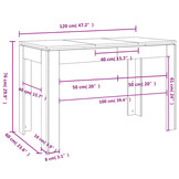vidaXL Eettafel Hoogglans Wit (120x60x76 cm) - 54% Korting!