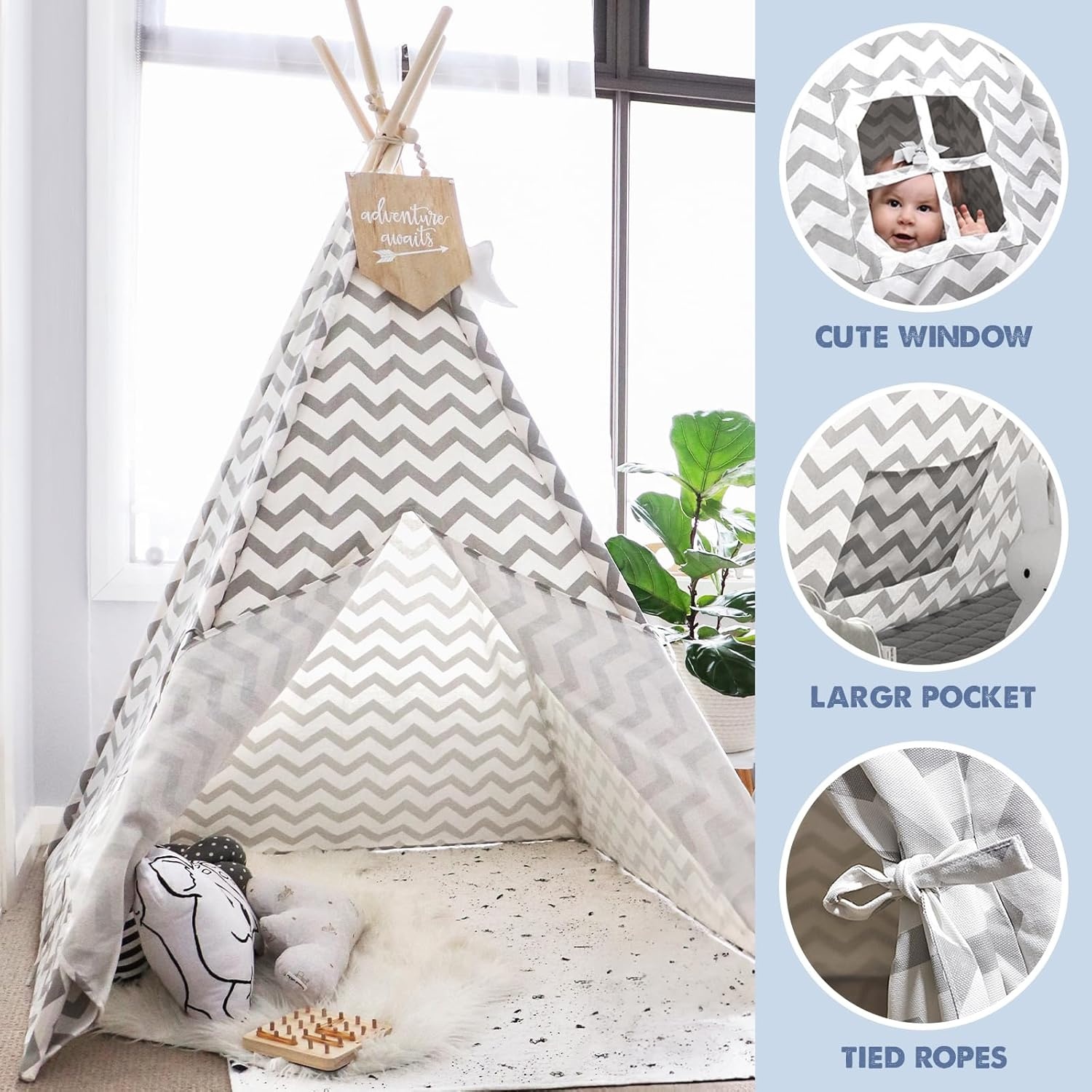 Tiny Land Tipi Tent Grijs Canvas - 34% Korting