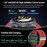 Zwarte Smartwatch AMOLED 1.43" met Fitness Tracker - 61% Korting