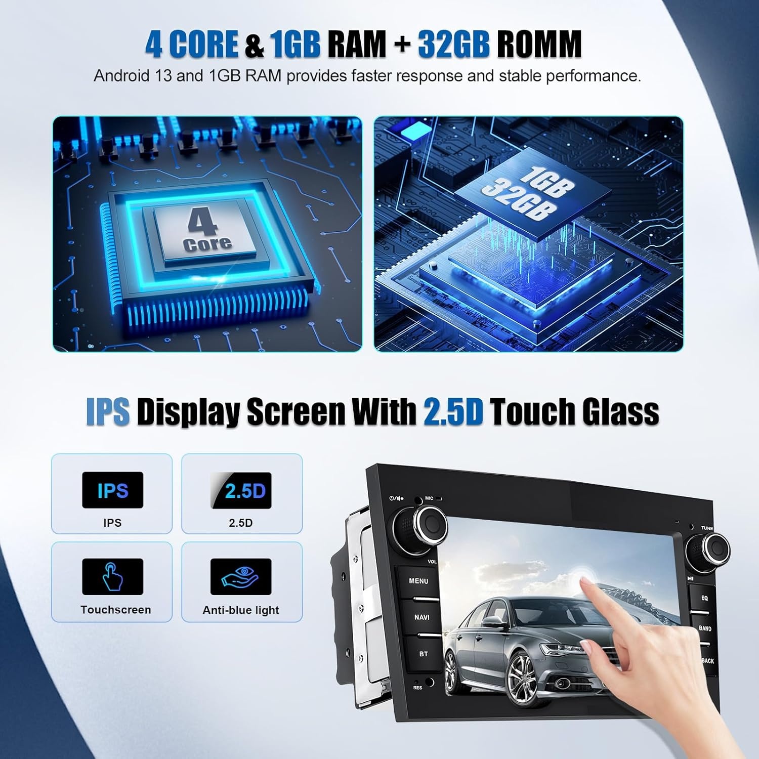 [1+32G] CAMECHO Android 13 Autoradio met Navi voor Opel Corsa d/Astra h/Zafira b/Meriva/Vivaro Radio, 7 Inch Capacitief Touchscreen Ondersteunt bediening via het stuur USB(Grijs)