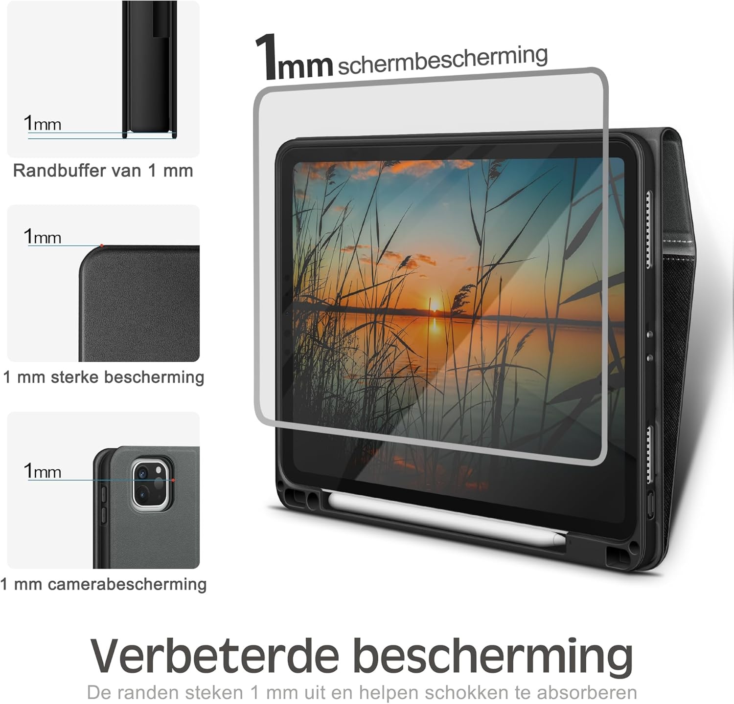 Zwarte iPad Pro 11" Hoes met Potloodhouder - 56% Korting!