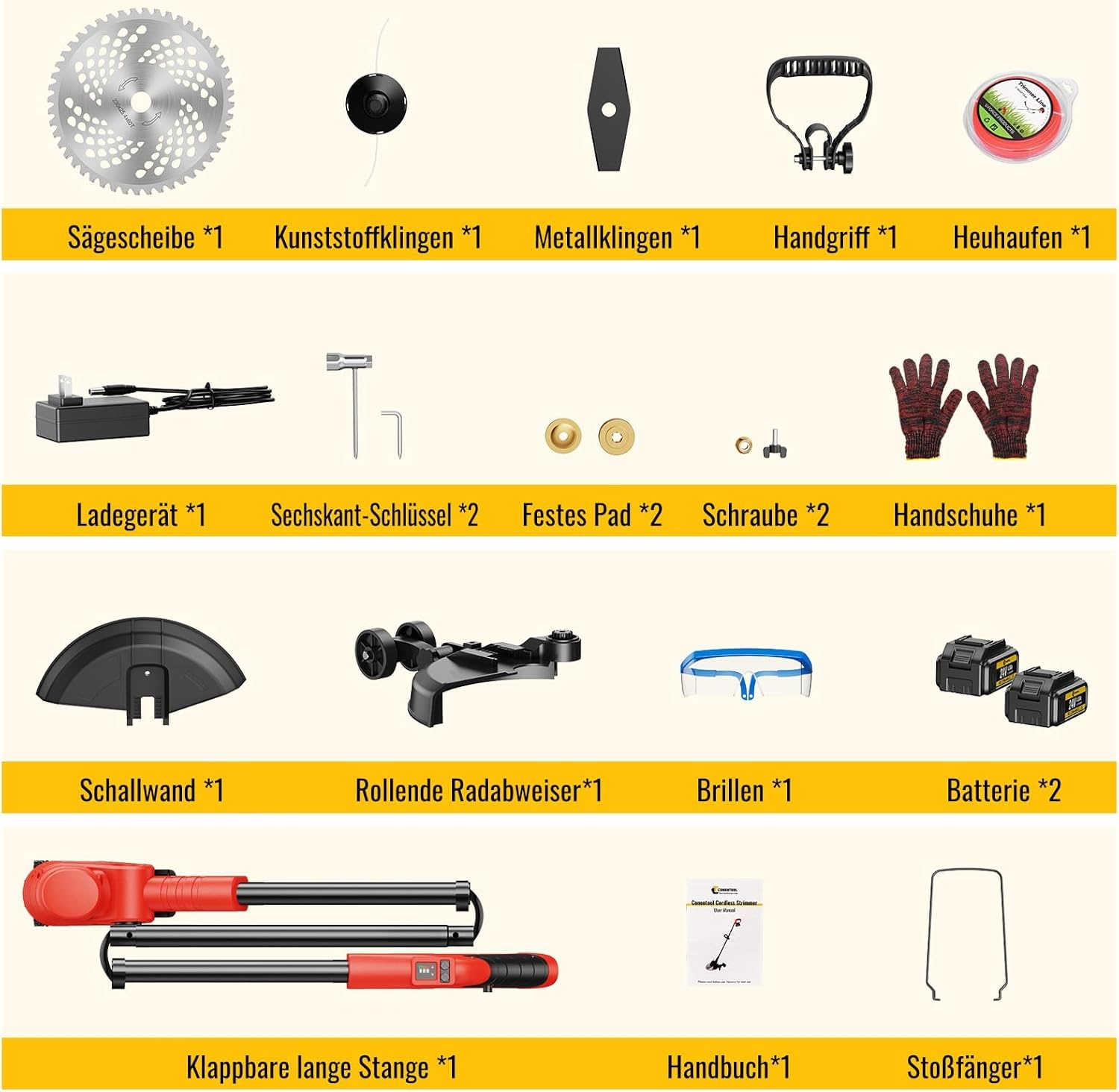 CONENTOOL Accu Grastrimmer: Krachtig & Veelzijdig (-29%)