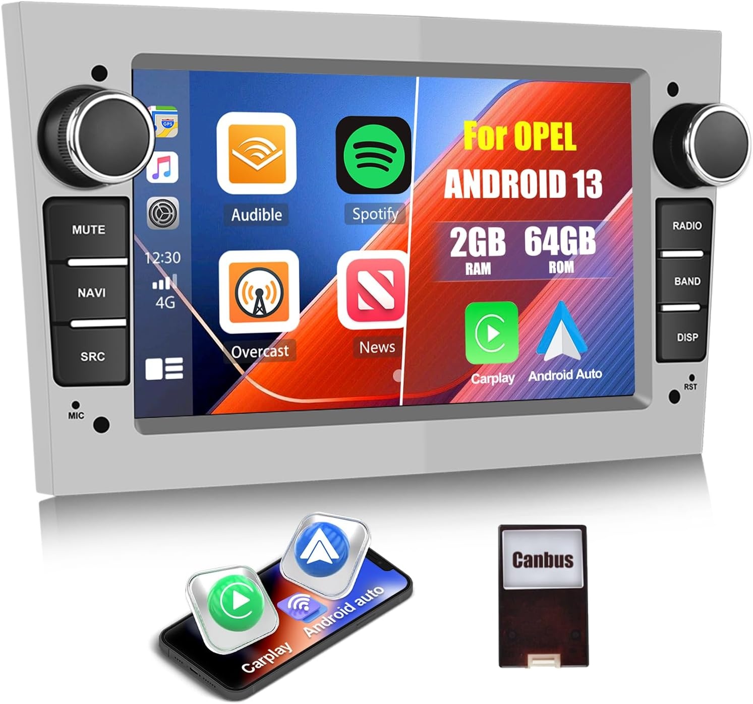 CAMECHO Android 13 Autoradio 7" Zilver - 29% Korting!