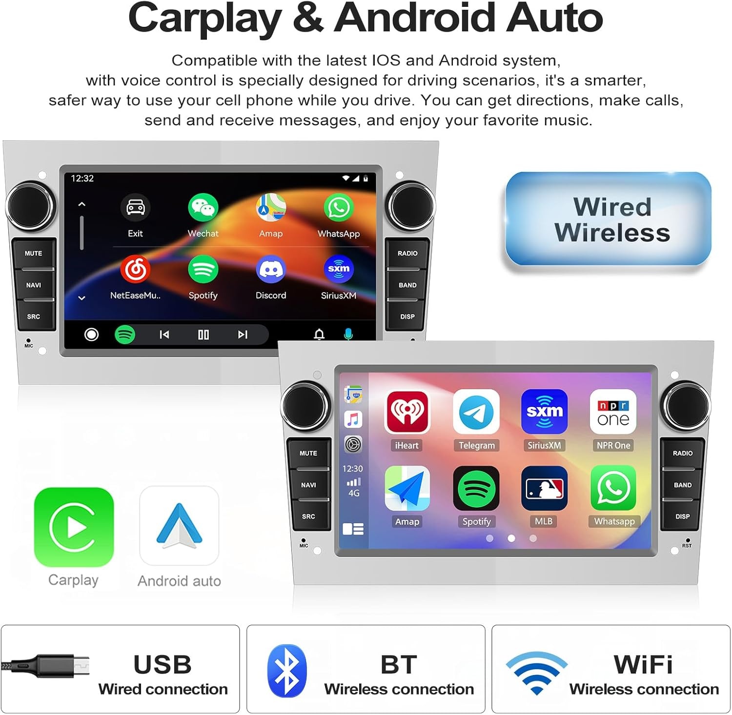 CAMECHO Android 13 Autoradio 7" Zilver - 29% Korting!