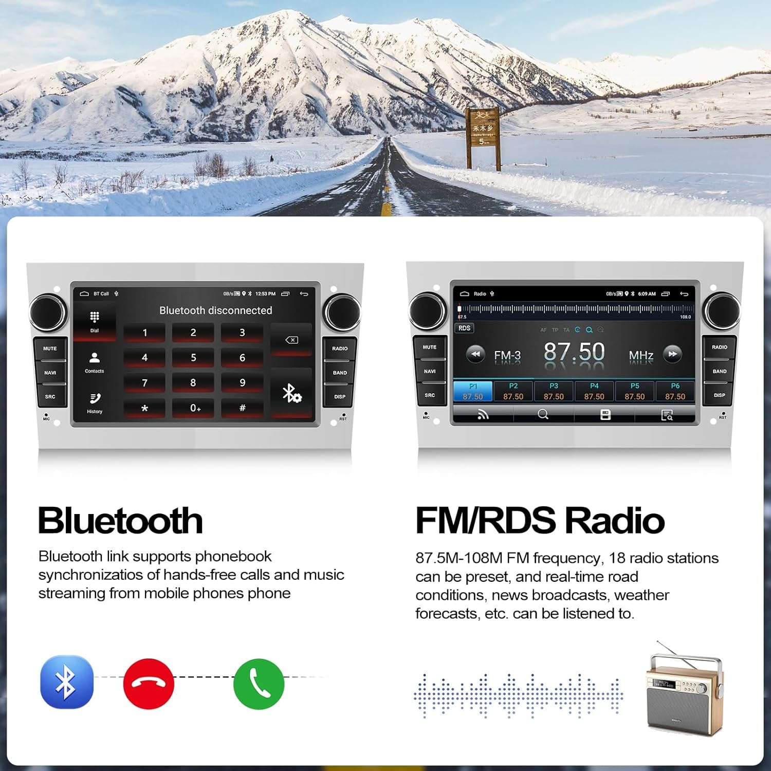 CAMECHO Android 13 Autoradio 7" Zilver - 29% Korting!