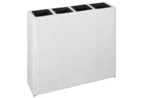 Verhoogde Plantenbak met 4 Potten, Poly Rattan Wit - 52% Korting!