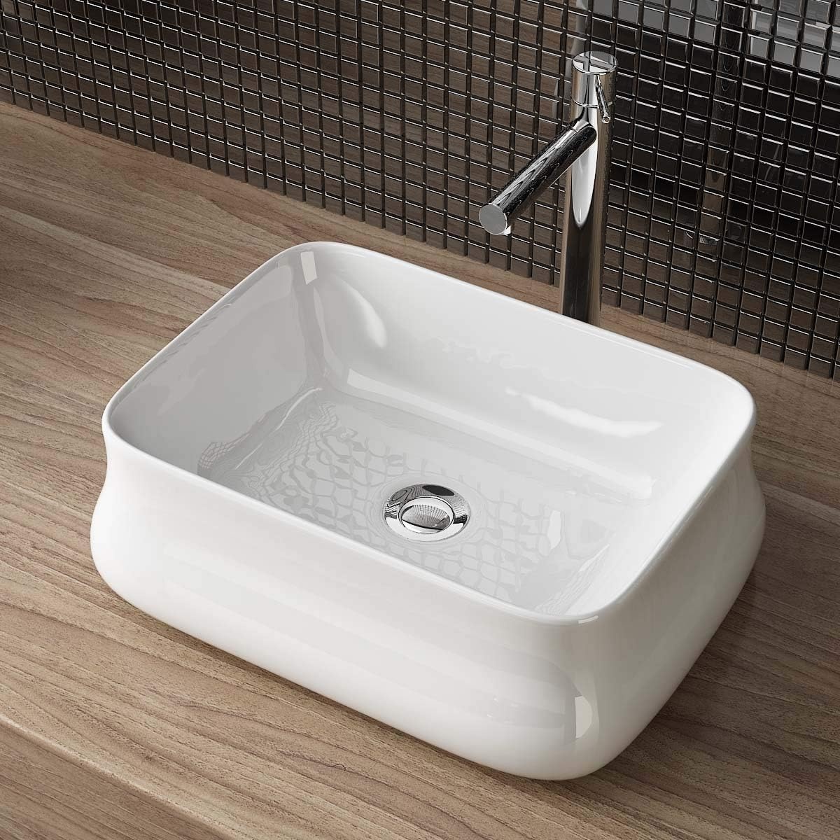 Keramiek Wastafel 46 x 36 x 14 cm voor Aanrecht of Gastentoilet