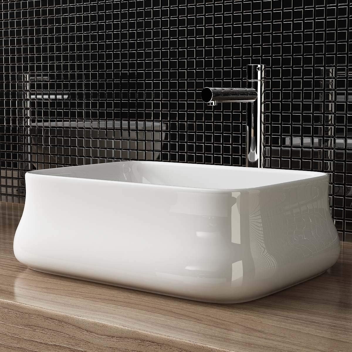 Keramiek Wastafel 46 x 36 x 14 cm voor Aanrecht of Gastentoilet