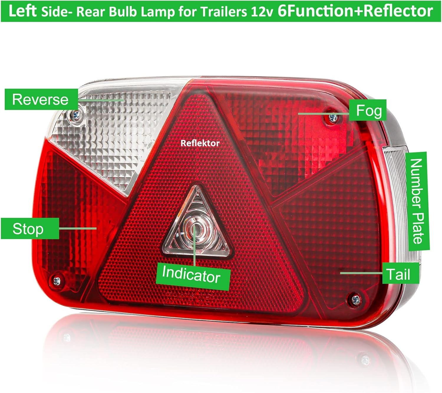 Achterlichten voor aanhangers, 12 V, merk E11, waterdicht, 7 functies, 2 x 6 pinnen, bajonetaansluiting, 30 cm, verlichting, aanhanger, tractor, mistverlichting, achteruitrijlicht, voor