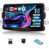 Autoradio Android 13 8 inch Dual Din met Carplay Android Auto Bluetooth 5.0 GPS WIFI DSP FM/RDS USB voor Renault Dacia Duster Sandero Lodgy Capture Sy
