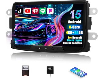 Autoradio Android 13 8 inch Dual Din met Carplay Android Auto Bluetooth 5.0 GPS WIFI DSP FM/RDS USB voor Renault Dacia Duster Sandero Lodgy Capture Sy