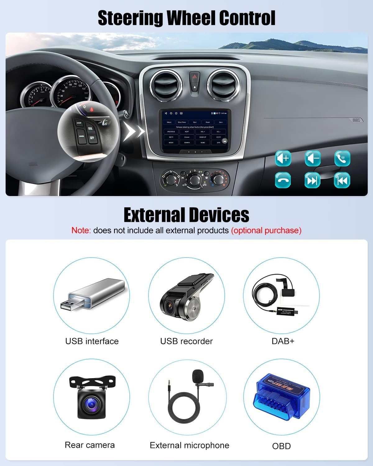 Autoradio Android 13 8 inch Dual Din met Carplay Android Auto Bluetooth 5.0 GPS WIFI DSP FM/RDS USB voor Renault Dacia Duster Sandero Lodgy Capture Sy