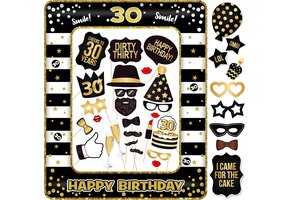 Foto Booth Set 30e Verjaardag - 34 Stuks + Fotolijst (46% Korting)