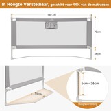 Bedhek 180 cm Verstelbaar voor Kinderen - 25 Hoogtestanden & Snelle Installatie