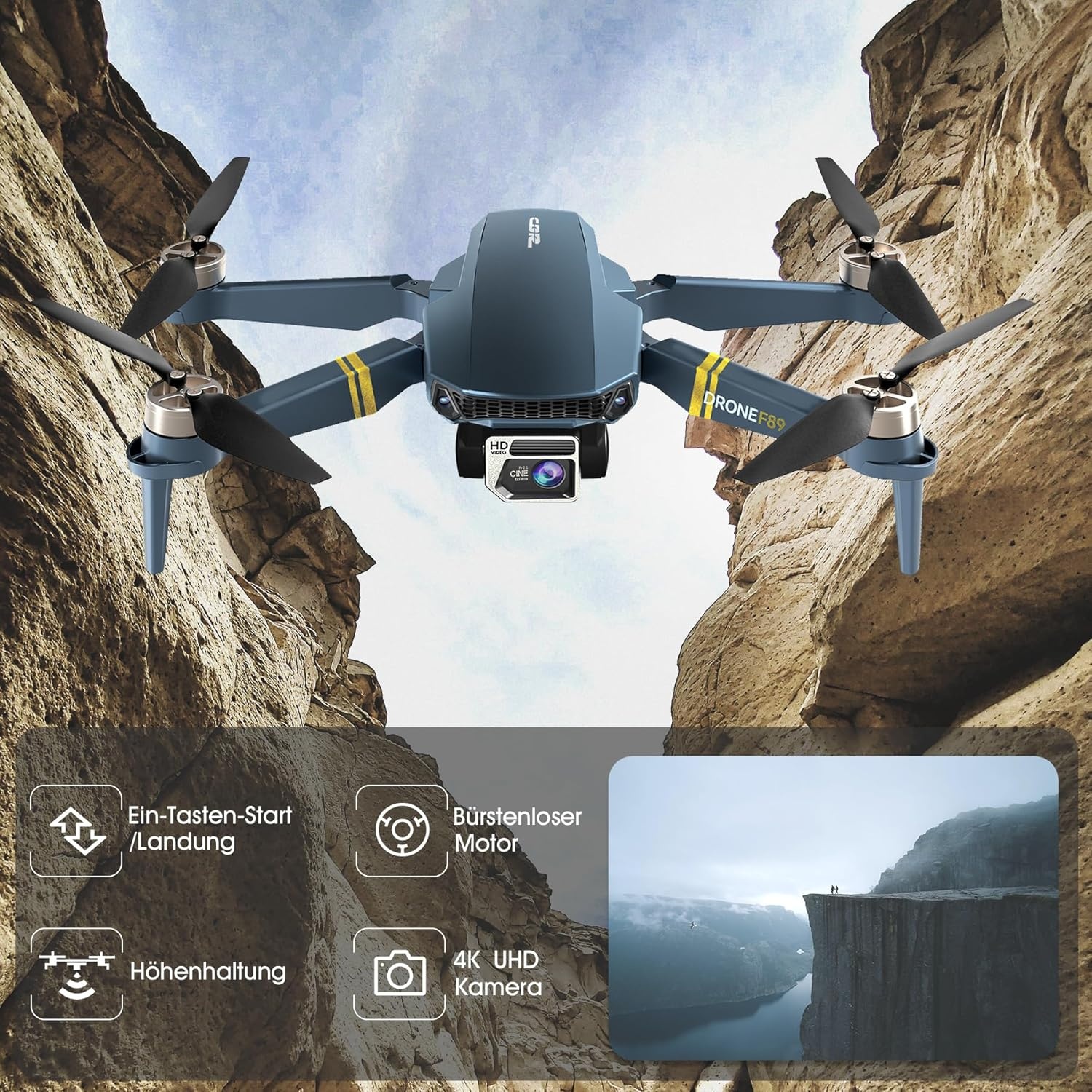 Opvouwbare drone voor beginners met 4K camera, 800m bereik en 60+ min vliegtijd (3 accu's)