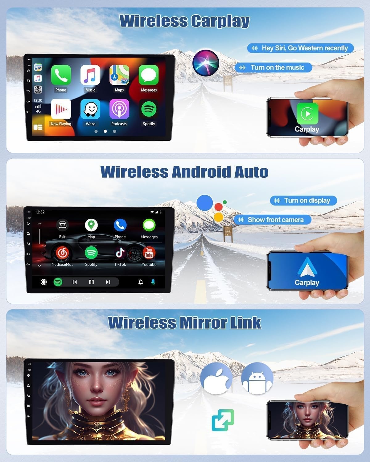 Autoradio Android 15 voor Ford Transit (09-16) & Focus (05-08), 9 inch scherm, Carplay, Android Auto, GPS, 2GB RAM, 64GB ROM