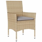 vidaXL Tuinstoelen 2 st met kussens poly rattan beige