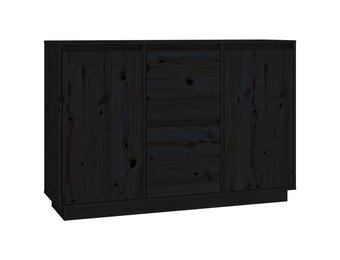 vidaXL Dressoir 111x34x75 cm massief grenenhout zwart
