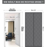HOWIN Thermisch Deur Isolatiegordijn Magneet 90 x 200 cm Grijs