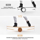 Cowiewie Balance Board met Korkrol 10cm - Houtkleur, 150kg belastbaar