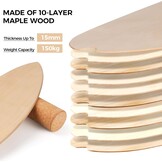 Cowiewie Balance Board met Korkrol 10cm - Houtkleur, 150kg belastbaar