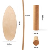 Cowiewie Balance Board met Korkrol 10cm - Houtkleur, 150kg belastbaar