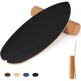 Cowiewie Balance Board met Korkrol 10cm - Houtkleur, 150kg belastbaar