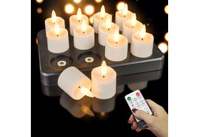 Oplaadbare LED Theelichtjes (12 stuks) - Waterdicht & Magnetisch - 57% Korting