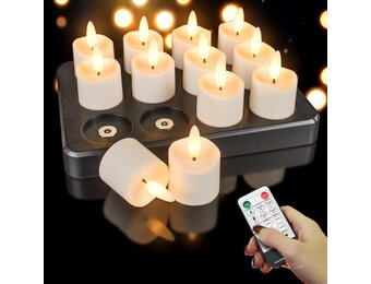 Oplaadbare LED Theelichtjes Waterdicht (12st) - 53% Korting!