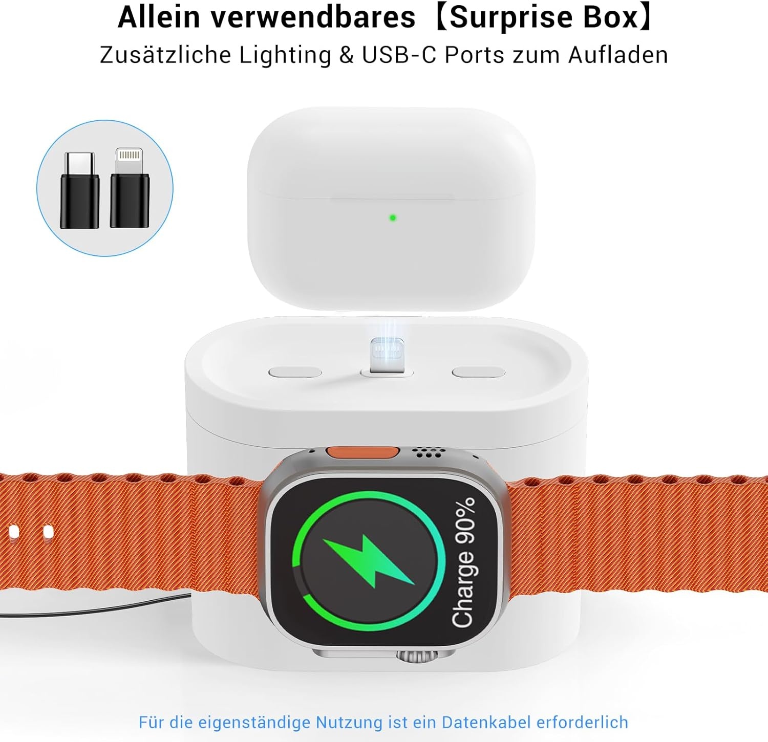 Draadloos 5-in-1 Laadstation met Wekker & Bedlamp - Wit - 34% Korting