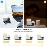 Draadloos 5-in-1 Laadstation met Wekker & Bedlamp - Wit - 34% Korting