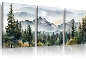 Canvas Aquarel Bos Set van 3 Muurdecoratie - 36% Korting!