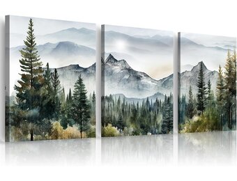 Canvas Schilderijen Set van 3 - Aquarel Bos | 29% Korting