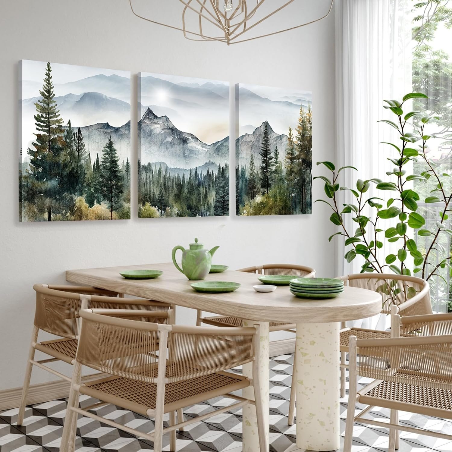 Canvas Schilderijen Set van 3 - Aquarel Bos | 29% Korting