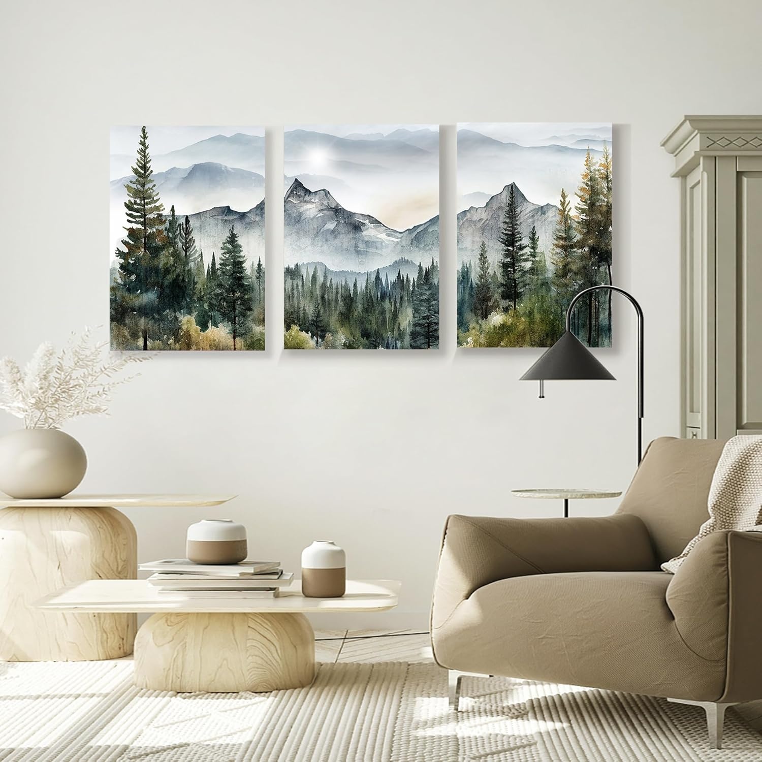 Canvas Schilderijen Set van 3 - Aquarel Bos | 29% Korting