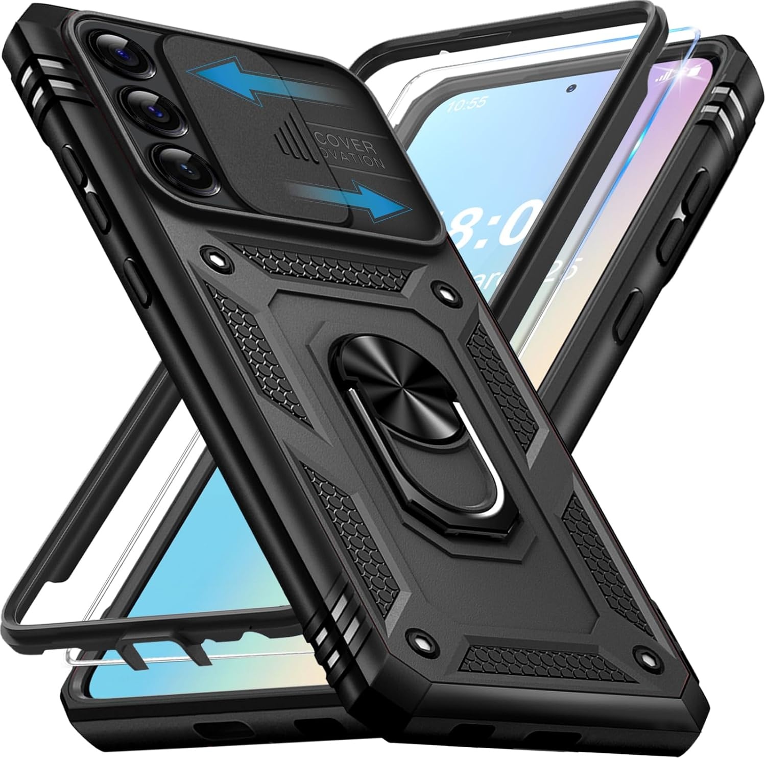 Samsung S25 Hoesje Zwart met Ringstand & Screenprotector - 34% Korting!