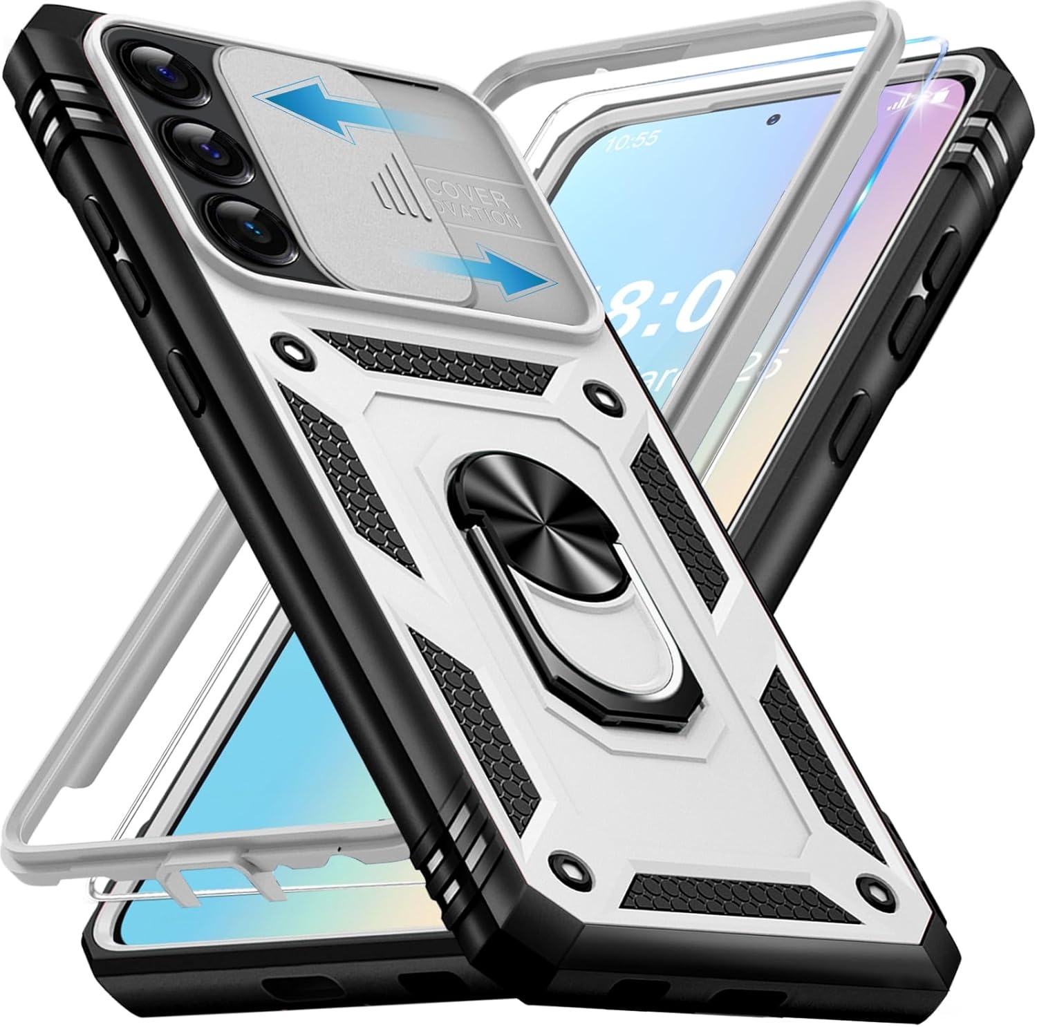 Stootvast Telefoonhoesje Samsung Galaxy S25 Zwart met Ring & Camerabescherming
