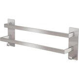 Dubbele Handdoekhouder 40cm Zilver - Zonder Boren, RVS
