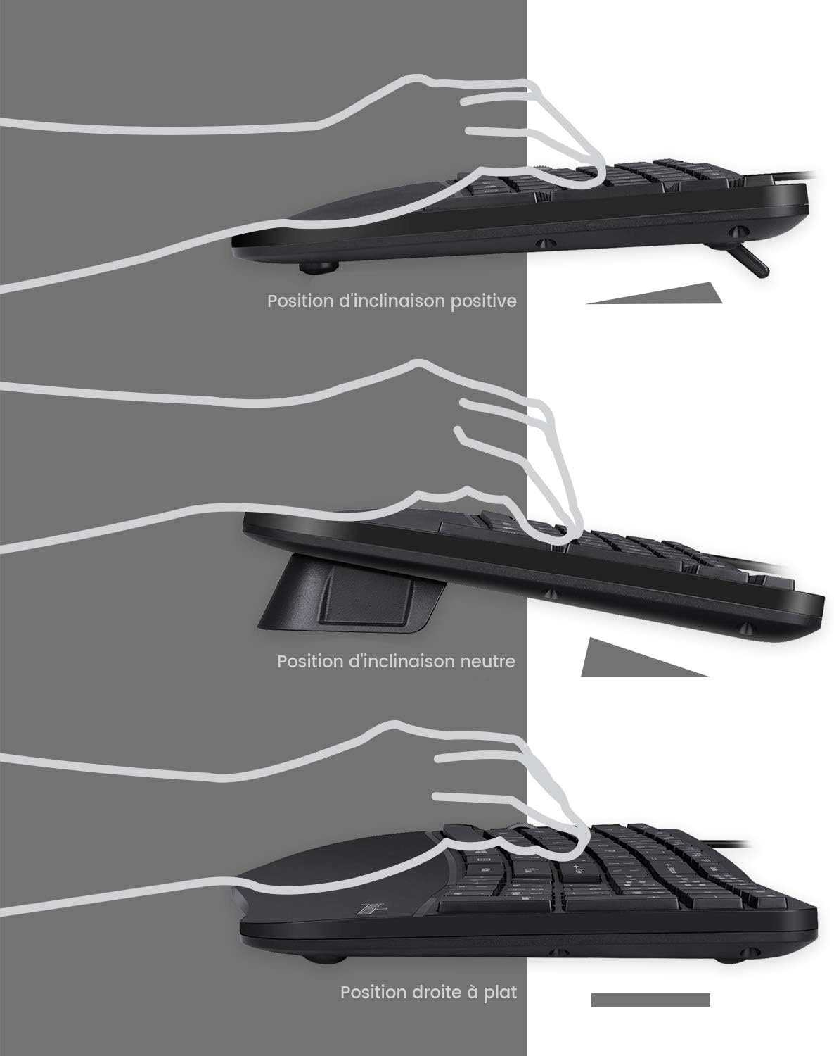 Ergonomisch Draadloos Toetsenbord & Muis Combo Zwart AZERTY - 52% Korting