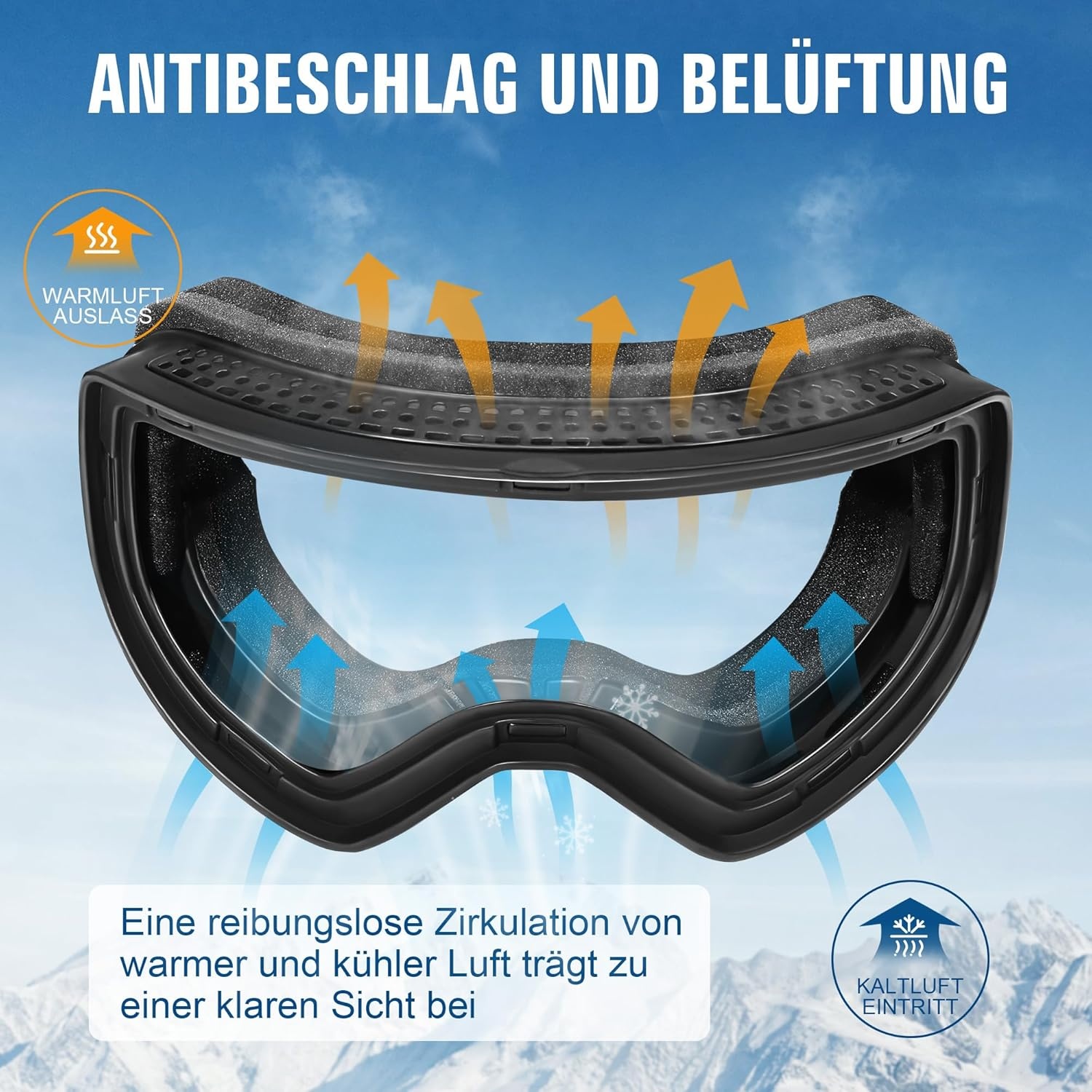 Ski/Snowboardbril OTG - 100% UV, Anti-Condens, -28%