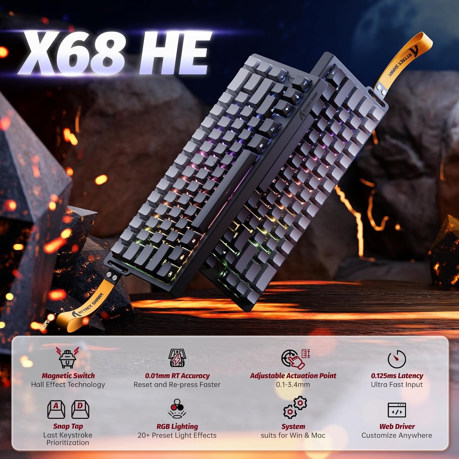 ATTACK SHARK Gaming Toetsenbord - 42% Korting