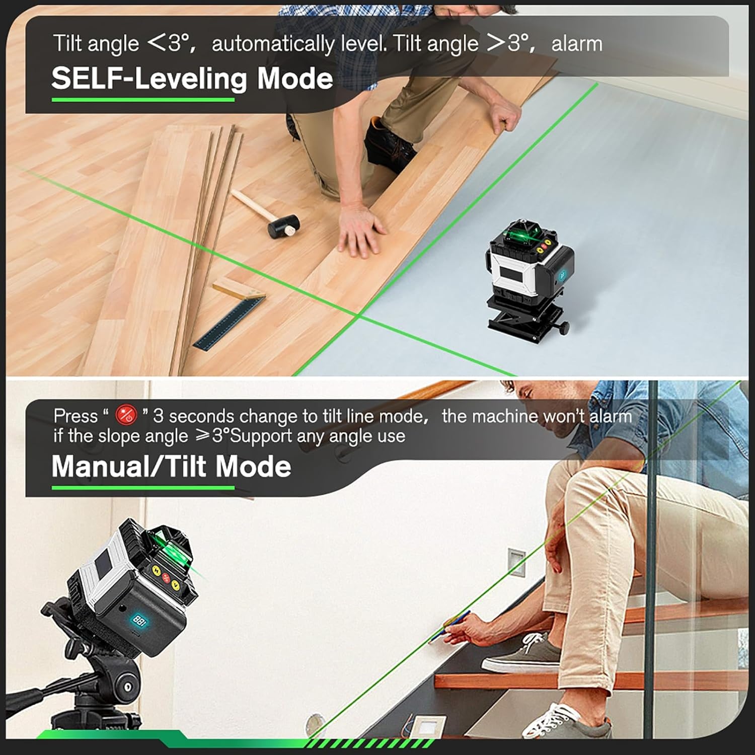 Kruislijnlaser 16 lijnen Groen (28% Korting)