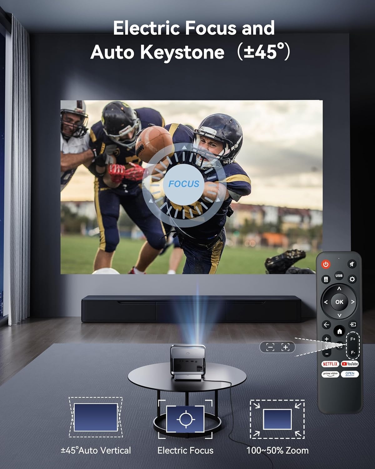 Smart Projector 1080P HD met 30% Korting | Netflix, Wi-Fi 6