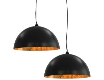 2x VidaXL Halfronde Plafondlampen E27 50cm Zwart/Goud - 57% Korting