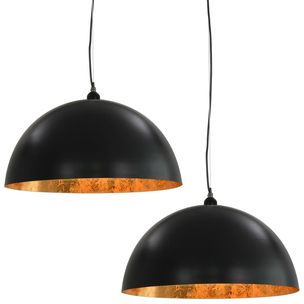 2x VidaXL Halfronde Plafondlampen E27 50cm Zwart/Goud - 57% Korting